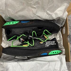 Nike Off White Blazers Sneakers with Neon Green Laces